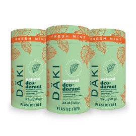 Däki Natural - Desodorante en Barra para Mujer y Hombre (Pack de 3) Protección Suave sin Aluminio - Aroma Fresh Mint, Envase 100% Compostable, 100 g