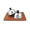QWORK® Pack of 3 Burger Covers, Melting Dome, Stainless Steel,