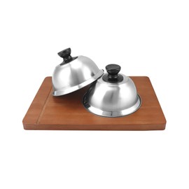 QWORK® Pack of 3 Burger Covers, Melting Dome, Stainless Steel, 16 x 10 cm, For Burger, Steak