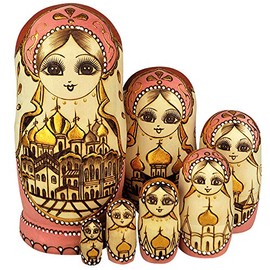 YAKELUS professionelle Matrjoschka-Marke 7 Stücken Matroschka, Matruschka, Matrjoschka,Russian Nesting Dolls,7-TLG handgemacht Das Lindenholz Geschenk Spielzeug 0707