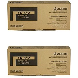 Kyocera 1T02J00US0 Model TK-342 Black Toner Cartridge; Compatible with FS-2020D Printers; Estimated Yield 12000 Pages, Pack of 2