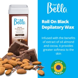 Depil Bella Brazilian Roll-On Black Depilatory Wax | Body Waxing, Hair Removal Wax-Cartridge | For Men and Women | Home Self Waxing | Sensitive Skin | Dermatologically Tested | Painless