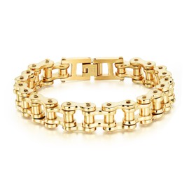 LAFATINA Bike Chain Bracelets for Men Fathers Day Stainless Steel Masculine Bicycle Bike Chain Bangle Wristband, 8.38 inches