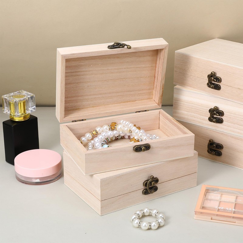 8 Pcs Unfinished Wooden Boxes, 6 x 4 x 2