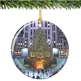 City-Souvenirs Rockefeller Center Christmas Ornament, Christmas Tree Porcelain 2.75" Double Sided Rockefeller Center Christmas Ornaments