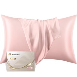 Warmstar Silk Pillow Case for Hair and Face, Mulberry Silk Pillow case Standard Size with Envelope Closure, 22 Momme Single Sided 100% Silk Pillowcase, Gifts for Anyone, 20x26 Inches,Pink(1 PCS)