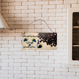 Every Good Day Begins With Coffee And Ends With Wine, Hanging Sign, Door Decoration, Wall Decor, Gift, Wooden Sign, Natural Decoration