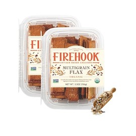 Firehook Multigrain Flax Crackers – Artisan Baked, Uniquely Crunchy & Hearty, Made with Whole Grains & Flax Seeds – Organic, Non-GMO, Kosher – 5.5 oz (2 Pack)