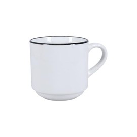 Bia Cordon Bleu's Black Rimmed 13 oz Stackable White Mug