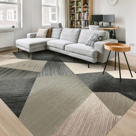 HOMFINE Washable Modern Area Rug - Geometry Style 4x6 Rugs for Living Room, Bedroom, Machine Washable Rug Soft Non Slip Non Shedding Area Rug - Green, 4'x6'