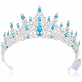 Brishow Light Up Bridal Wedding Rhinestone Tiaras, Crystal Prom Peagant Crowns, Sparkly Homecoming Headband for Women (Blue)