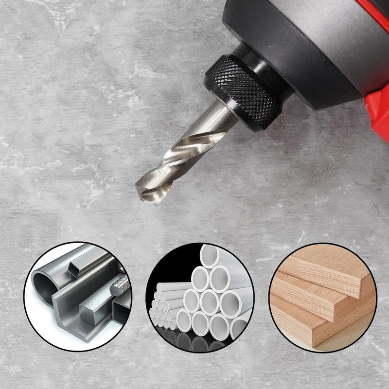 Stubby Drill Bit Set for Metal,6 pcs 1/4" Hex Shank