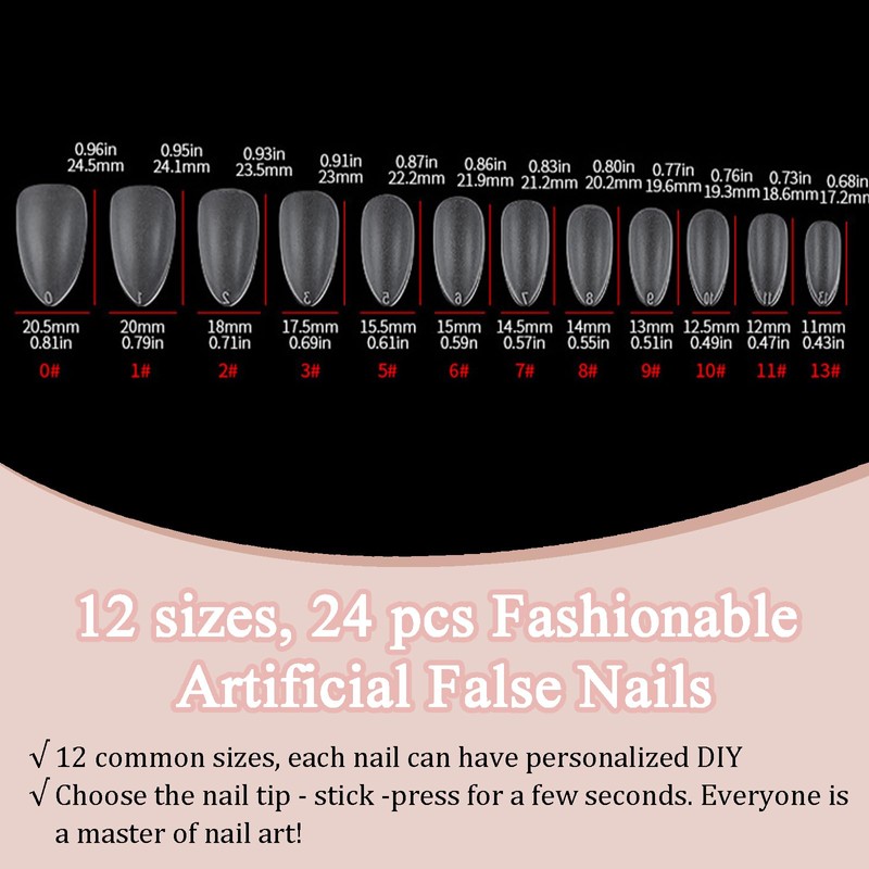 False Nails Almond - White Gradient Nails Press On -