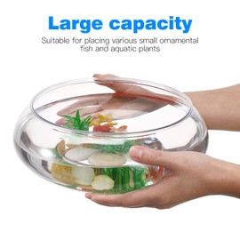 Toddmomy Plastic Fish Bowl Transparent Bubble Bowl Flower Vase Bowl Clear Wide Mouth Round Vase Terrarium Air Plant Hydroponic Succulent Planter Floral Container 2800ml