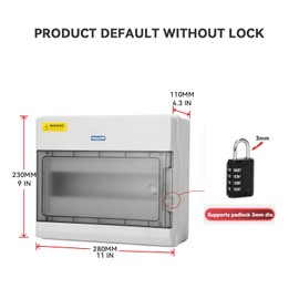 Mollom 12 Way Power Distribution Box with Bus Bars and Din Rail for Miniature Circuit Breaker MCB, Waterproof IP66.Padlock Available for Indoor and Outdoor Use