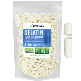 XPRS Nutra Size 00 Empty Capsules - 500 Count Empty Gelatin Capsules - DIY Capsule Filling - Fillable Pill Gel Caps for Do-It-Yourself Supplements (White)