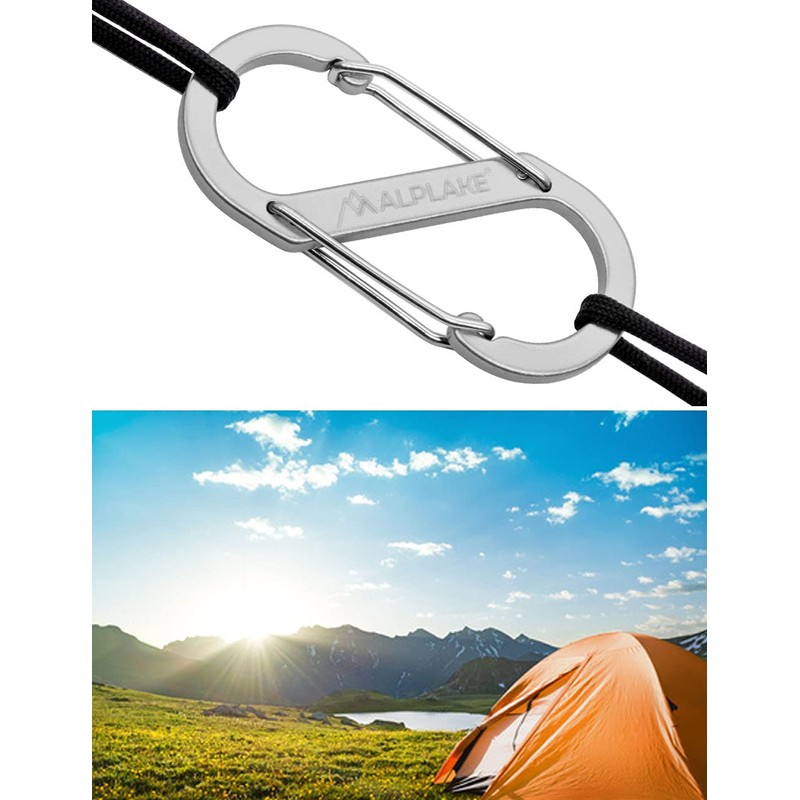 ALPLAKE ® - Pack of 4 Material Carabiners, Double Carabiner,