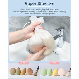 Make-up-Pinselreiniger, FERNIDA Silikon Make up Schwamm Reinigungssack Mit Maschenwaschbeutel, um Effektiv Sauber und Trockener Make up Schwamm zu Reinigen, Pulverpuff, Bürste