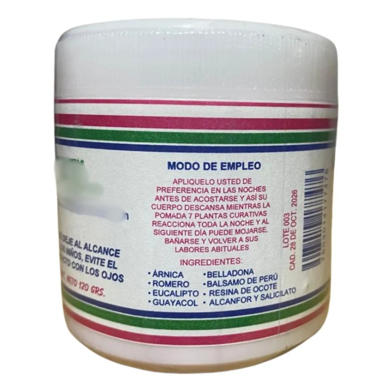 Pomada 7 Flores Árnica Eucalipto Romero Belladona 120 Gr