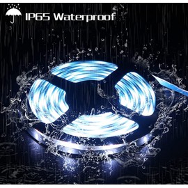 keeda Solar LED Strip Lights 240LED 32.8FT Waterproof LED Light Strips with Remote, 8 Modes Cuttable Self-Adhesive Flexible Tape Lights for Steps Terrace Balcony Stairs (White)