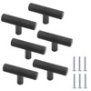 Cjueiom 6 Pack Matt Black Cupboard Knobs 50mm Length T