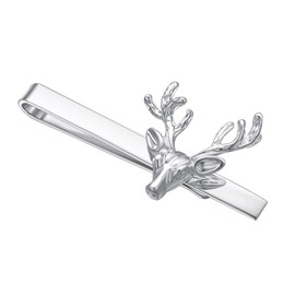 Asienice Christmas Deer Tie Clip Silver Cute Holiday Tie Clip for Men, deer, Non-Precious Metal, No Gemstone