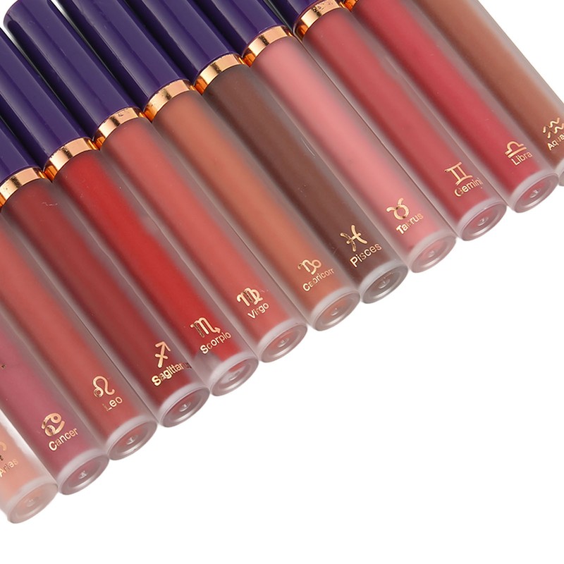12Pcs Matte Lip Gloss Moisturizing Anti Melt Long Lasting Cream