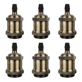 DiCUNO E26 Edison Vintage Lamp Socket, Pendant Lamp Holder, Light Sockets Replacement, Antique Look for Industrial, Decorative, DIY Lighting, 600℃ Heat Resistant, 6 Packs (Color: Champagne Gold)