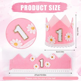 Gosknor First Birthday Hat, Cute Daisy First Birthday Hat with Fixed Rope Baby Girl First Birthday Hat Birthday Photo Props Perfect First Birthday Celebration Decorations