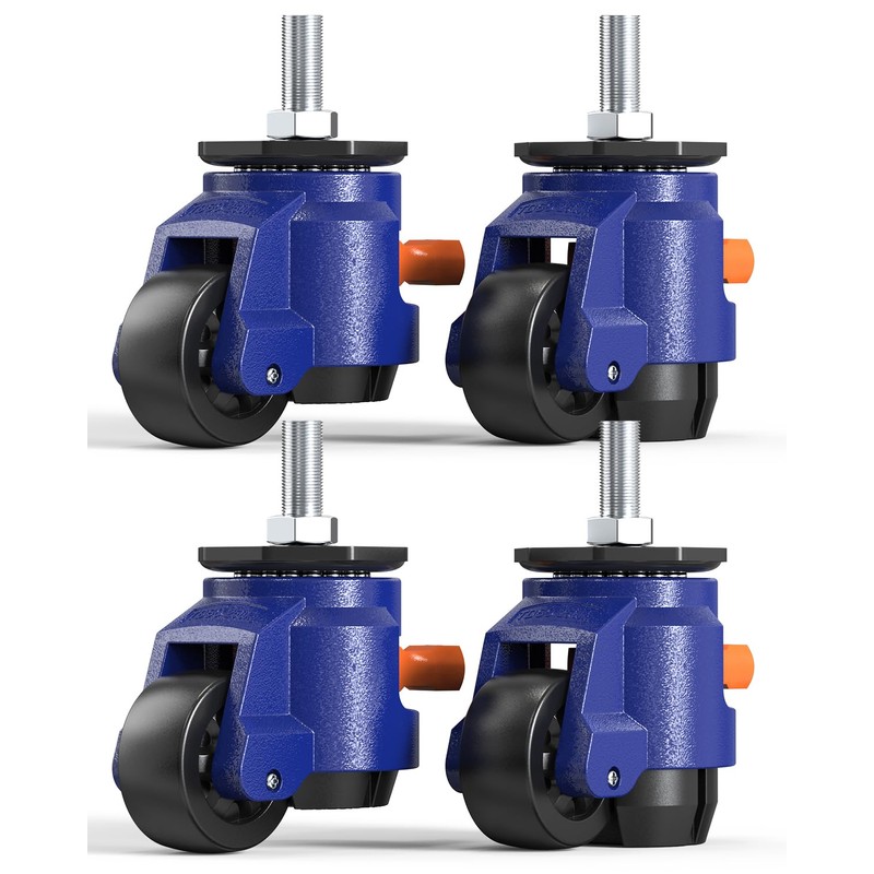KOSTANZO Leveling Stem Casters Set of 4 Heavy Duty Retractable