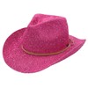 C.C Sparkly Sequin Cowboy Hat with Suede String Trim, Pink