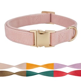 Petiry Soft Pink Dog Collar with Safety Metal Buckle Adjustable Durable Comfort Velvet Corduroy Puppy Collars for Small Dogs Neck 25-38cm,Baby Pink