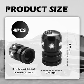 4PCS Car Tire Valve Caps with Rhinestones & Flag Design,Stylish Tire Valve Stem Caps for Car Decor & Valves Protection with Inner Gasket,Universal Cars Accessories Cars Tires Cap