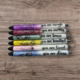 Beautiful Inspirational Pen Set - Colorful Pens with "You Are Enough" Quote, Ideal for Self-Reflection and Positivity