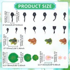 PH PandaHall 11 Styles Fairy Garden Accessories Mini Resin Frog 41pcs Miniature Lotus Figurines Tiny Tadpole Figurine Plants Lily Pad Statue Ornaments for Garden Bonsai Landscape Aquarium Crafts