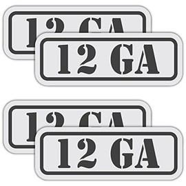 Sticker Frenzy X4 | Reflective 12 GA Ammo Can Hard Hat Decals | Motorcycle Shield Helmet Decals | 12 GA Slug Bullet| Gun Box Decals | Toolbox Diesel Mechanic Shop Decals | (x4) 6” x 2” Vinyl Decals