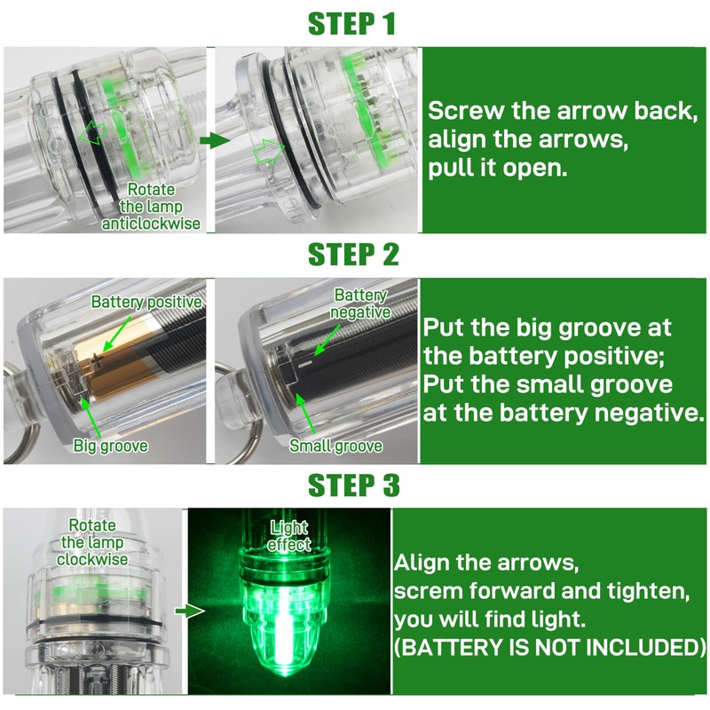 Fishing Light Underwater, 4.3" Deep Drop Lights Battery Powered LED