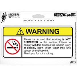 Rules for Passengers Warning Label No Smoking Vinyl Sticker Small Window Bumper Phone Decal 4" x 2"