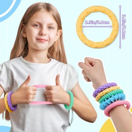 NiToy 5-Pack Macaron Colors Silicone Stretchy Bracelet Fidget Toys for Kids, Textured Design Sensory Chew Toys for Anxiety Relief and Focus, Wearable Stress Relief Band Toys for Toddlers and Children