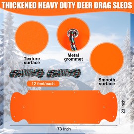 WinnerWhy 2 Pcs Thickened Heavy Duty Deer Drag Sleds with 2 Rope, Dual Deer Drag Harness Strap, Hunting Equipment Accessories for Hauling Elk Turkeys Game Animals(Orange)