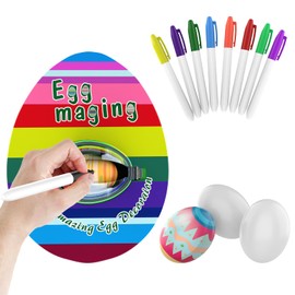 Easter Egg Decoration Set, Motorised Easter Egg Machine, Easter Egg Decorator Kit with 8 Markers and 3 Eggs, Easter Egg Decorating Machine with Spinner for Easter, Crafts, Family Parties (Green)