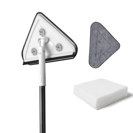 ZJMTOCYU Effortless Wall Cleaning Tool with Triangle Design, Long Adjustable Handle, and Disposable Pads for Easy Chores
