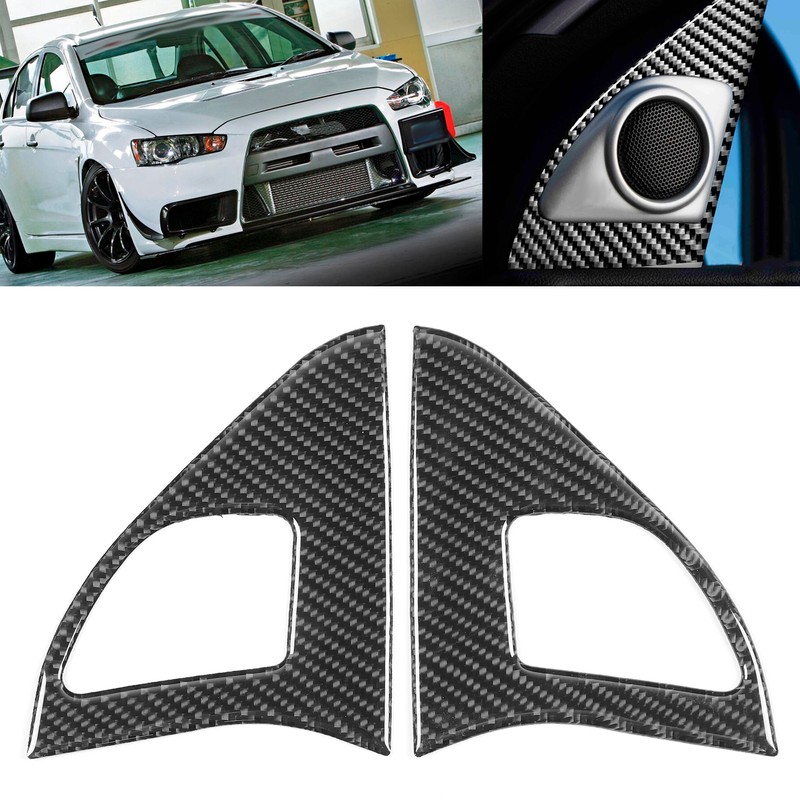 2Pcs Inner Door Speaker Trim Carbon Fiber Cover Left Right