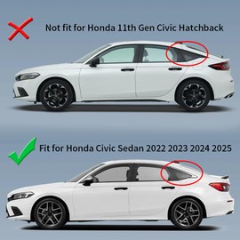 for Honda 11th Gen Civic Sedan 2022 2023 2024 2025 Rear Side Racing Style Window Louver Decorate Cover Rear riangular Air Vent Window Blinds Auto Accessories (Matte Black)