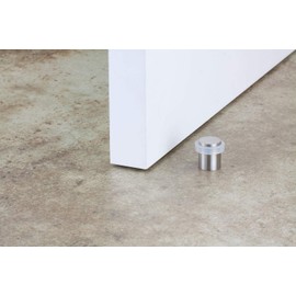 EVI Herrajes, Door Stop with Threaded Base and Screw Installation, (Steel - White Rubber)