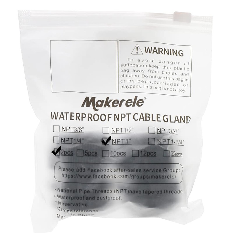 MAKERELE NPT 1” Cable Gland Connector Cord Grip Plastic Nylon