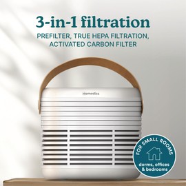 Homedics Air Purifier True HEPA Filter for Medium Rooms up to 447 Sq Ft Removes 99.97% Allergens, Odors & VOCs, Aromatherapy, 3 Fan Speeds, for Bedrooms, Living Rooms & Offices, Quiet Operation