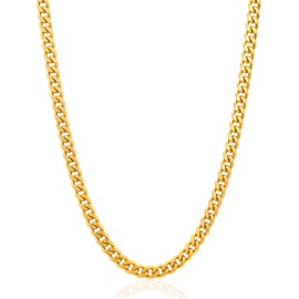 Invicta Men's Gold Stainless Steel Necklace, Curb Chain Jewelry, (6mm) - 24 Inches