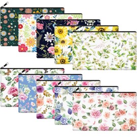 Reginary 20 Pieces Cosmetic Bag for Women, Roomy Makeup Bags with Zipper Toiletry Bag Pouch Travel Accessory Organizer Gifts, 7 x 4.3 Inches (Floral)