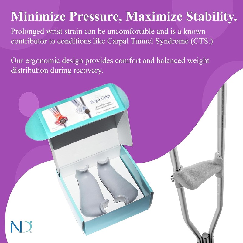Crutch Pads - Ergonomic Crutch Grips - Reduces Pressure On